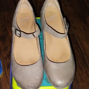 Gray Mary Jane Flats